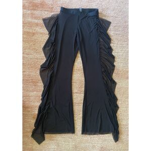 Black Mesh Ruffle Flare Pants Women’s Size M Sheer Side Festival Dance Costume